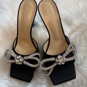 Mach & Mach Satin Double Bow Square Toe Mule